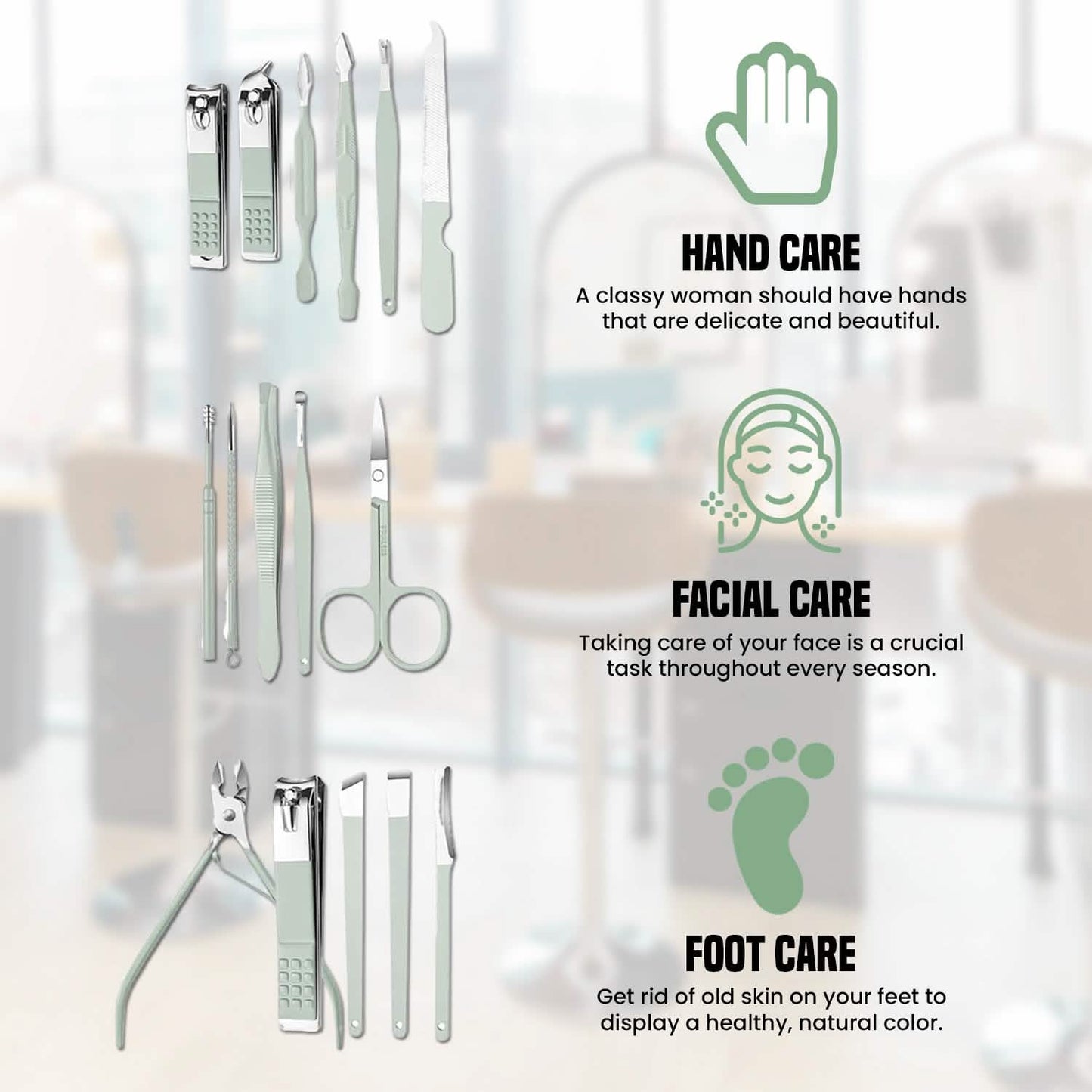 16-Piece: Stainless Steel Professional Manicure Pedicure Facial Set Grooming Kit with Leather Case DailySale