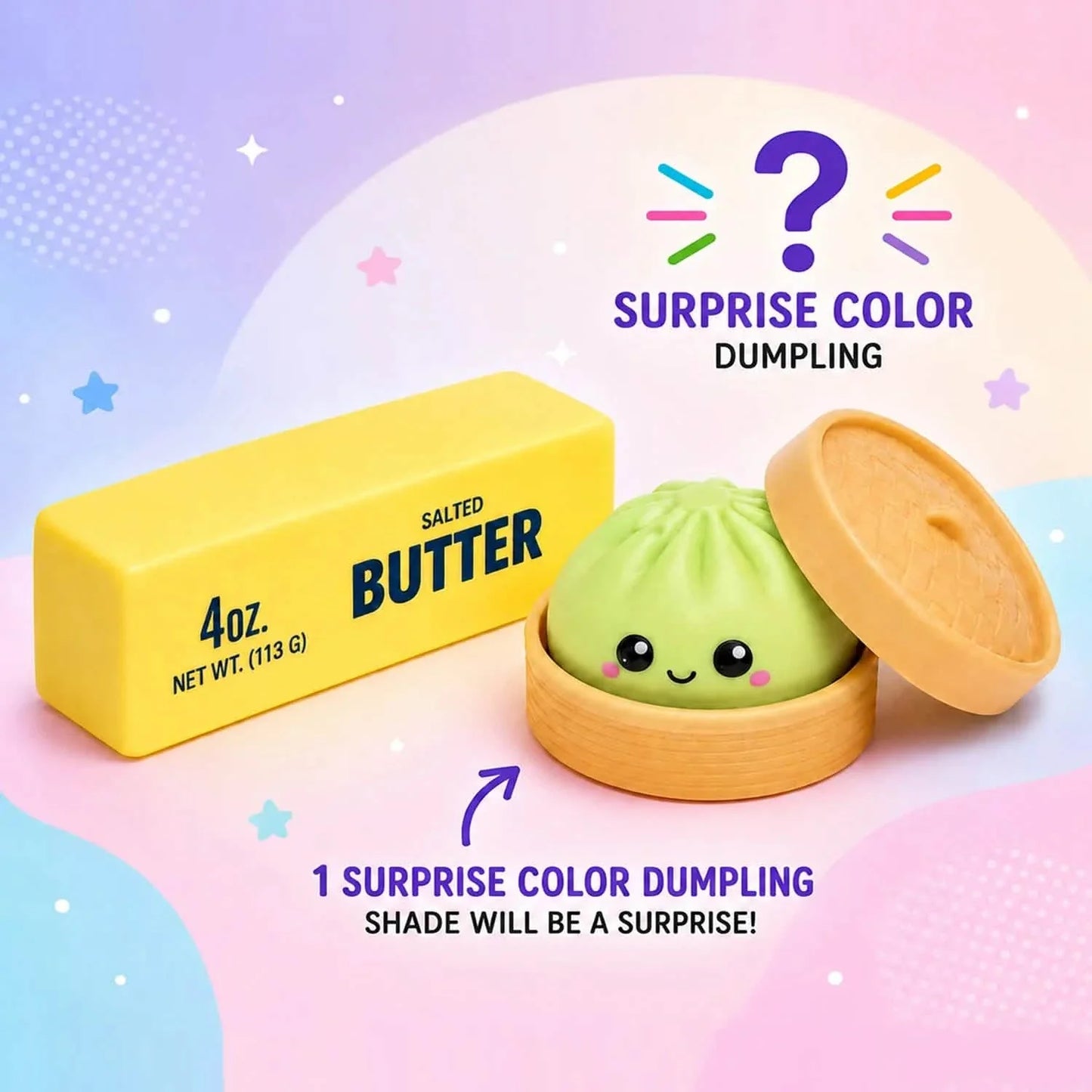2-Pack: Squishy Dumpling & Butter Combo Pack – Slow Rising Fidget Toys DailySale