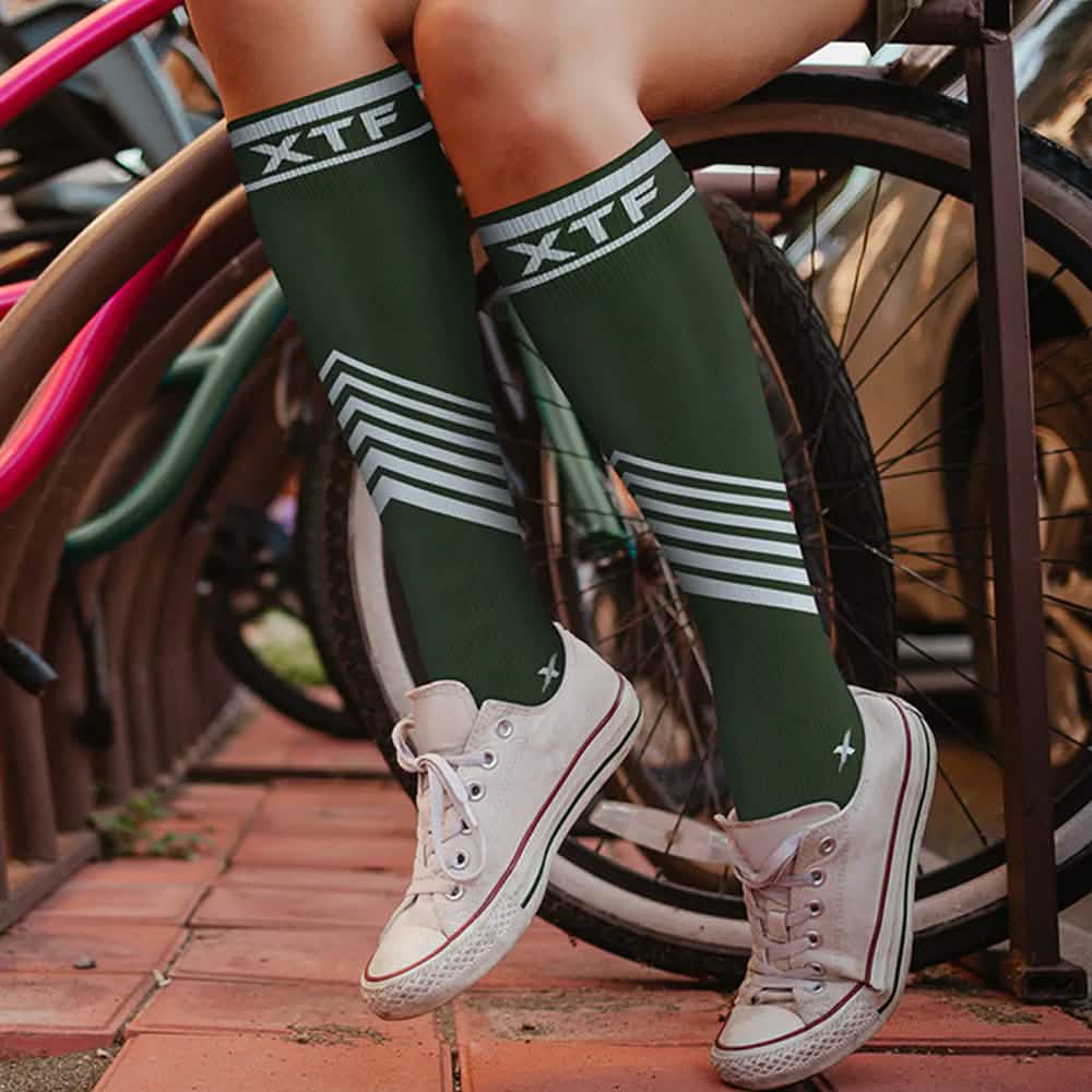 6-Pairs: Pain Relief Support Everyday Wear Striped Ankle And Knee-High Compression Socks DailySale