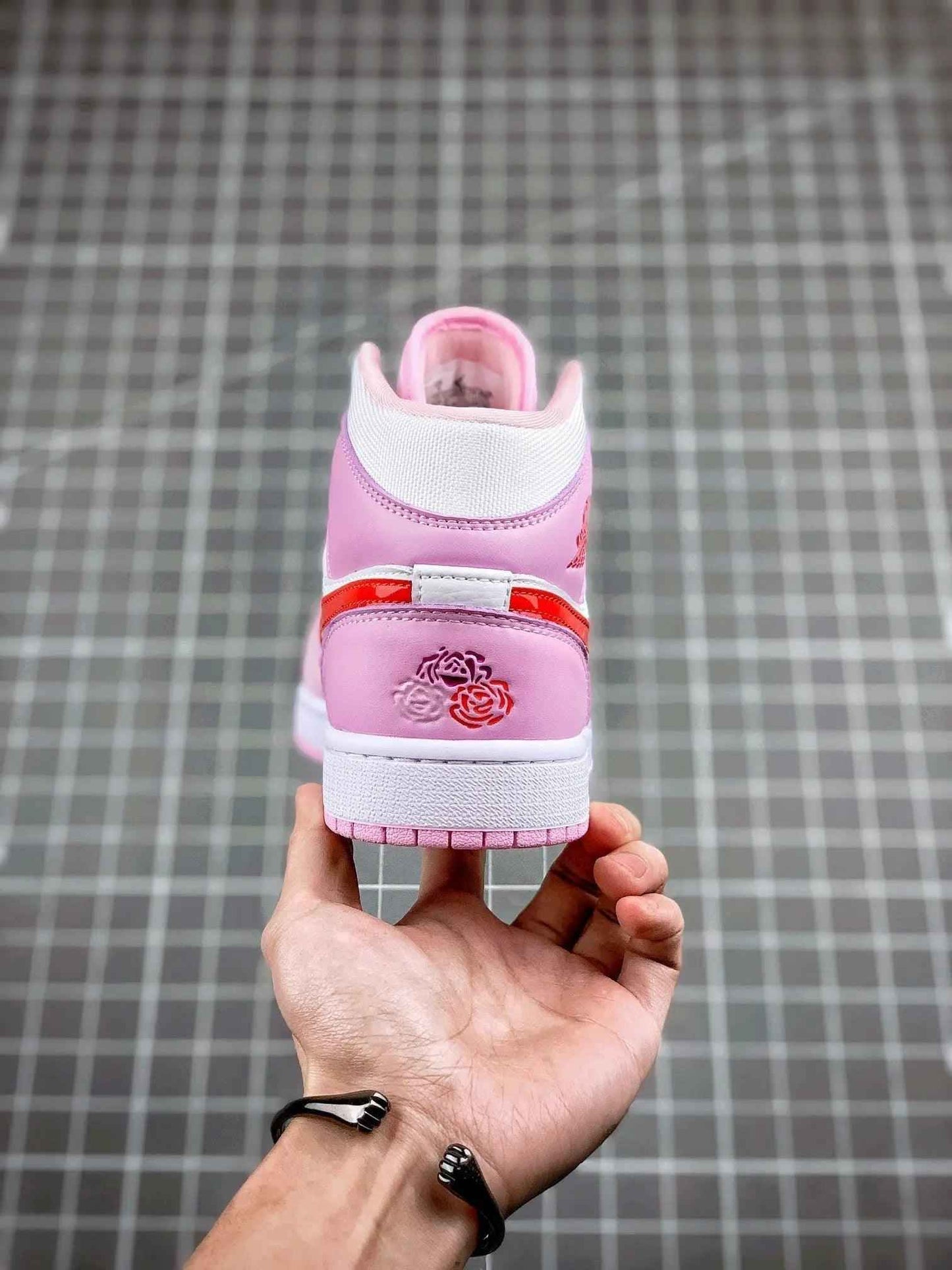 Custom Air Jordan 1 MID Pink Purple Valentine's Day SneakerNational