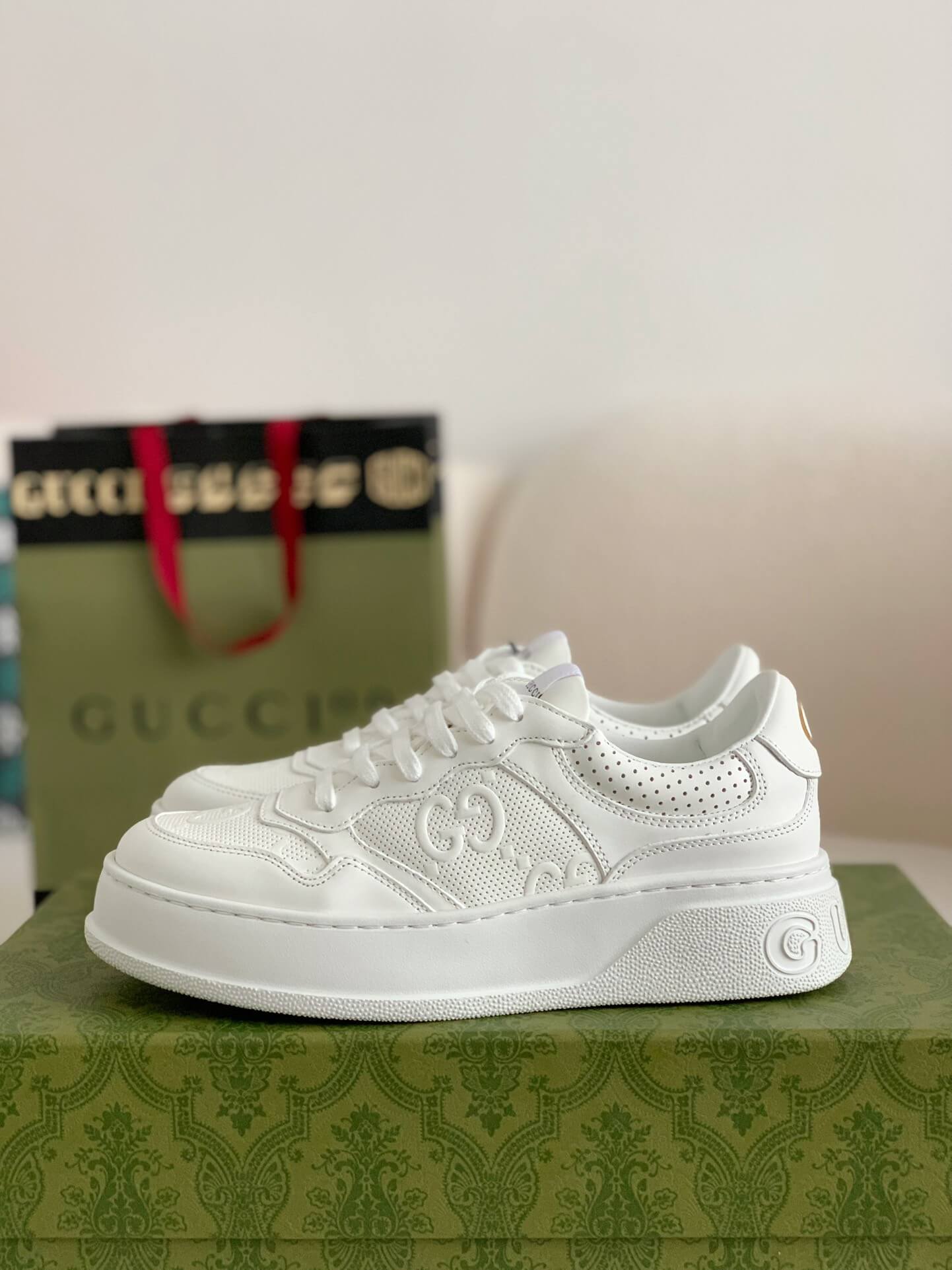 Gucci Mac80 Sneaker – White Perforated Leather with Interlocking G CUSTOM