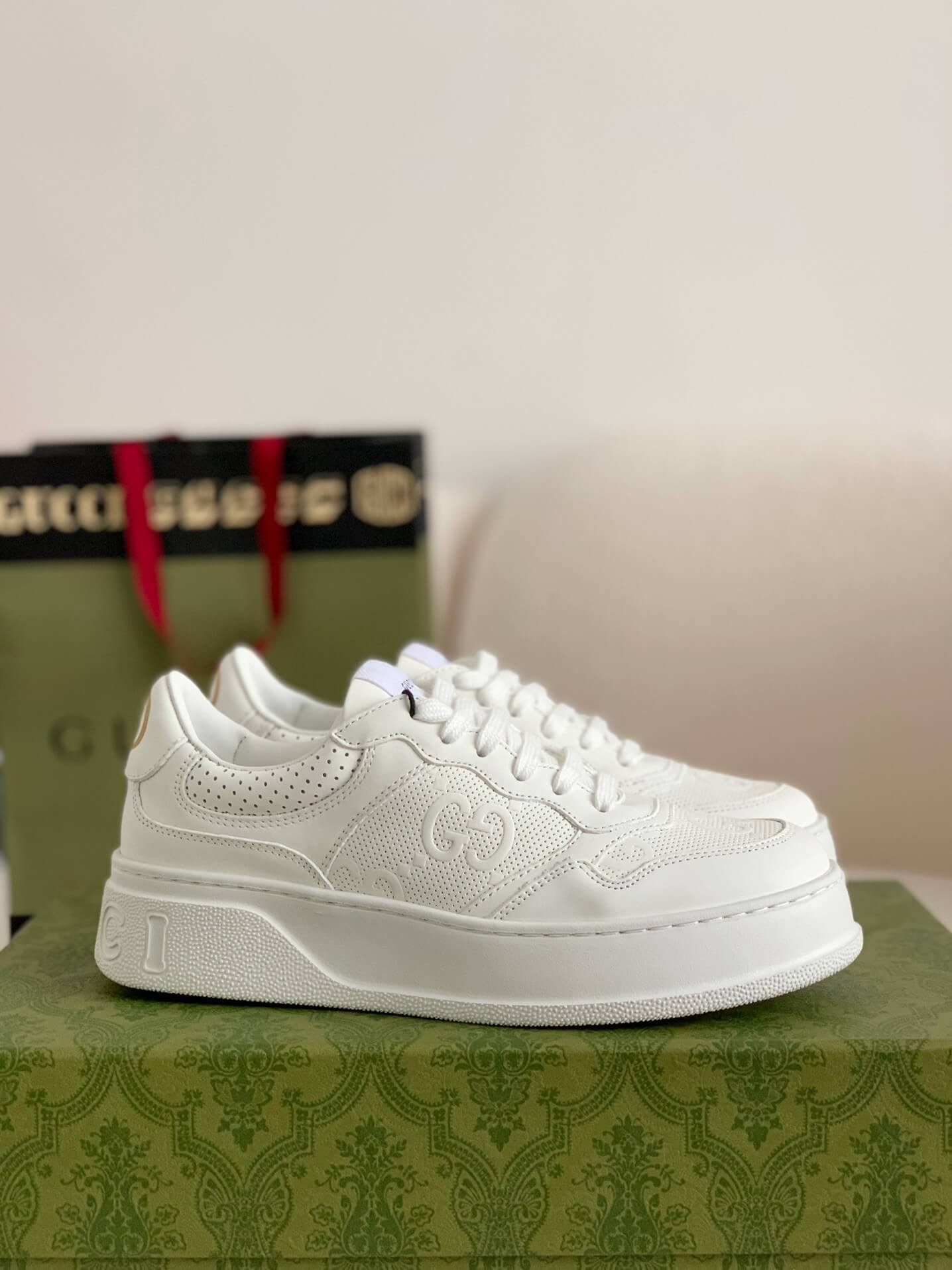 Gucci Mac80 Sneaker – White Perforated Leather with Interlocking G CUSTOM