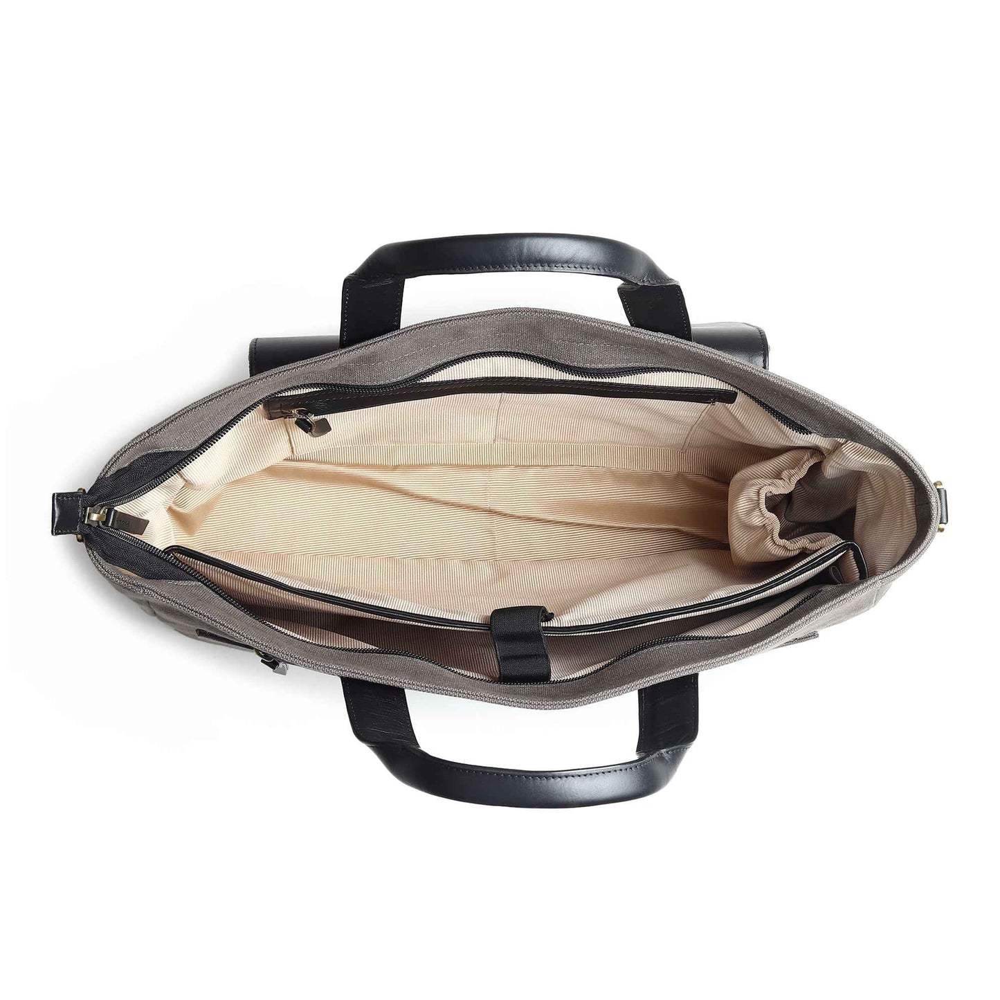 Voyager Canvas Leather Briefcase, Gray