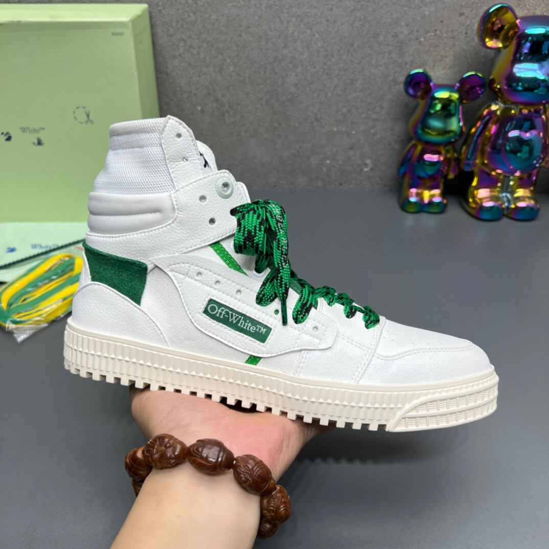 Off-White 3.0 Off Court White Green High-Top Sneakers