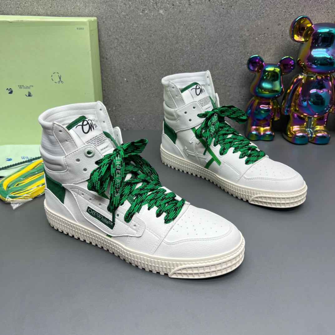 Off-White 3.0 Off Court White Green High-Top Sneakers