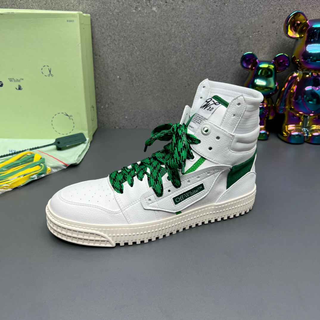 Off-White 3.0 Off Court White Green High-Top Sneakers