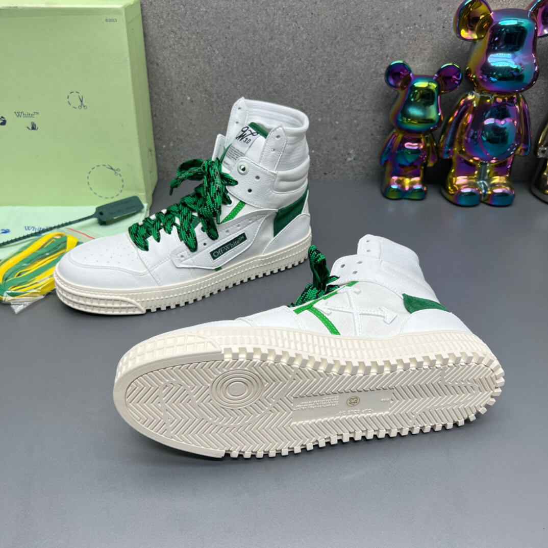 Off-White 3.0 Off Court White Green High-Top Sneakers