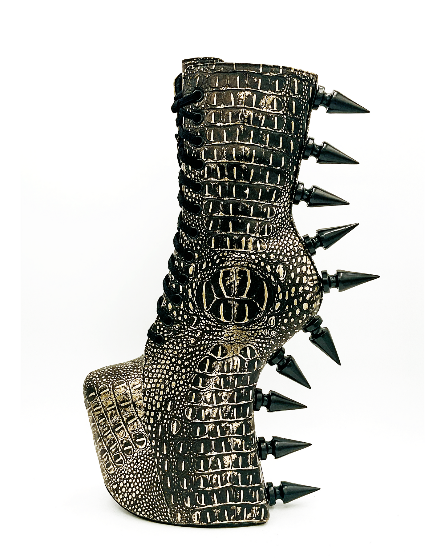 Prehistoric Gold Platform Boot Charla Tedrick