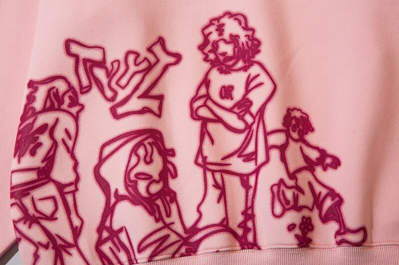 Oversized Cartoon Line Character Graphic Hoodie - Minimalist Art Streetwear | Fashionbuy - FASHIONBUY