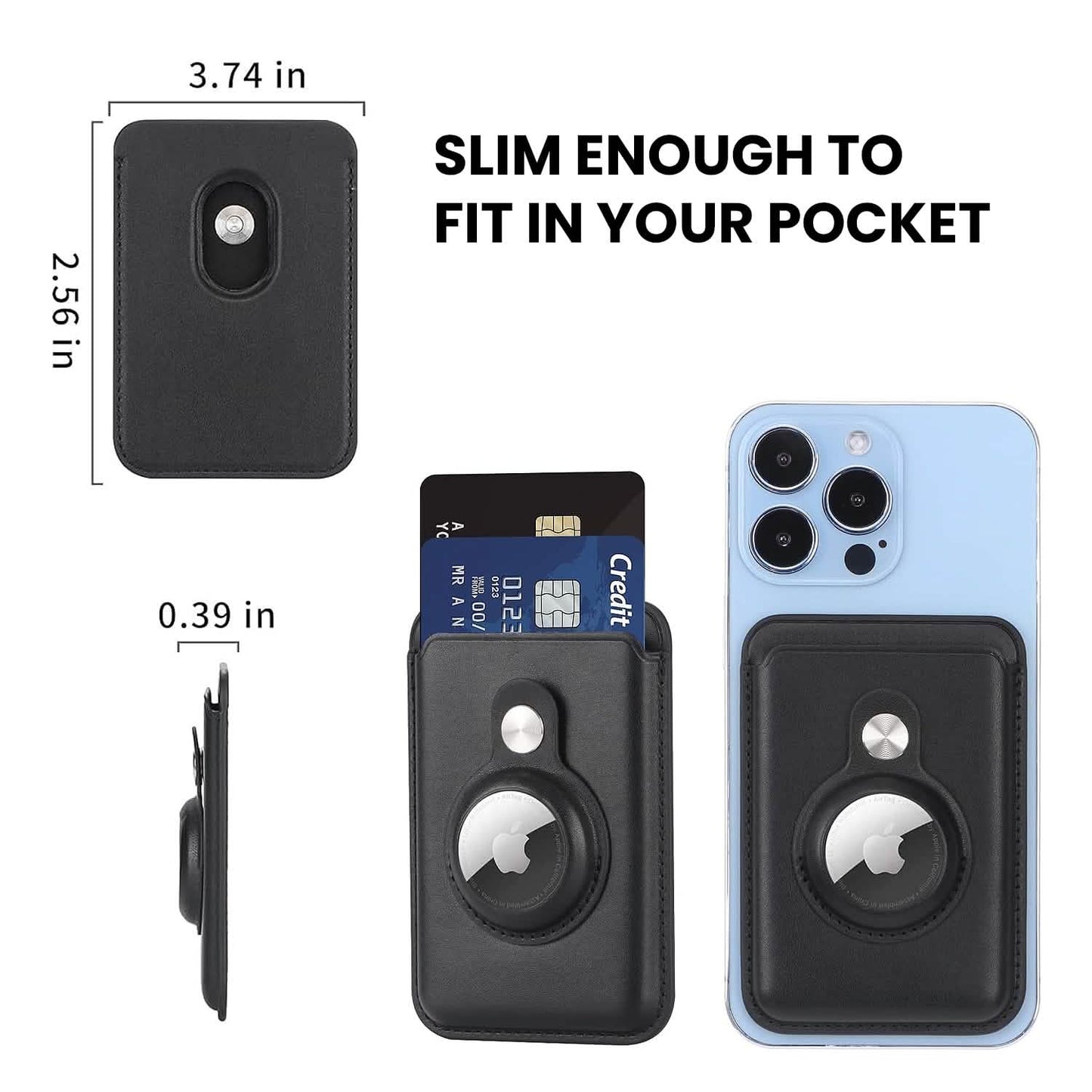 RFID Blocking Snap-On MagSafe Magnetic Card Wallet Holder Organizer With Built-In AirTag Pocket DailySale