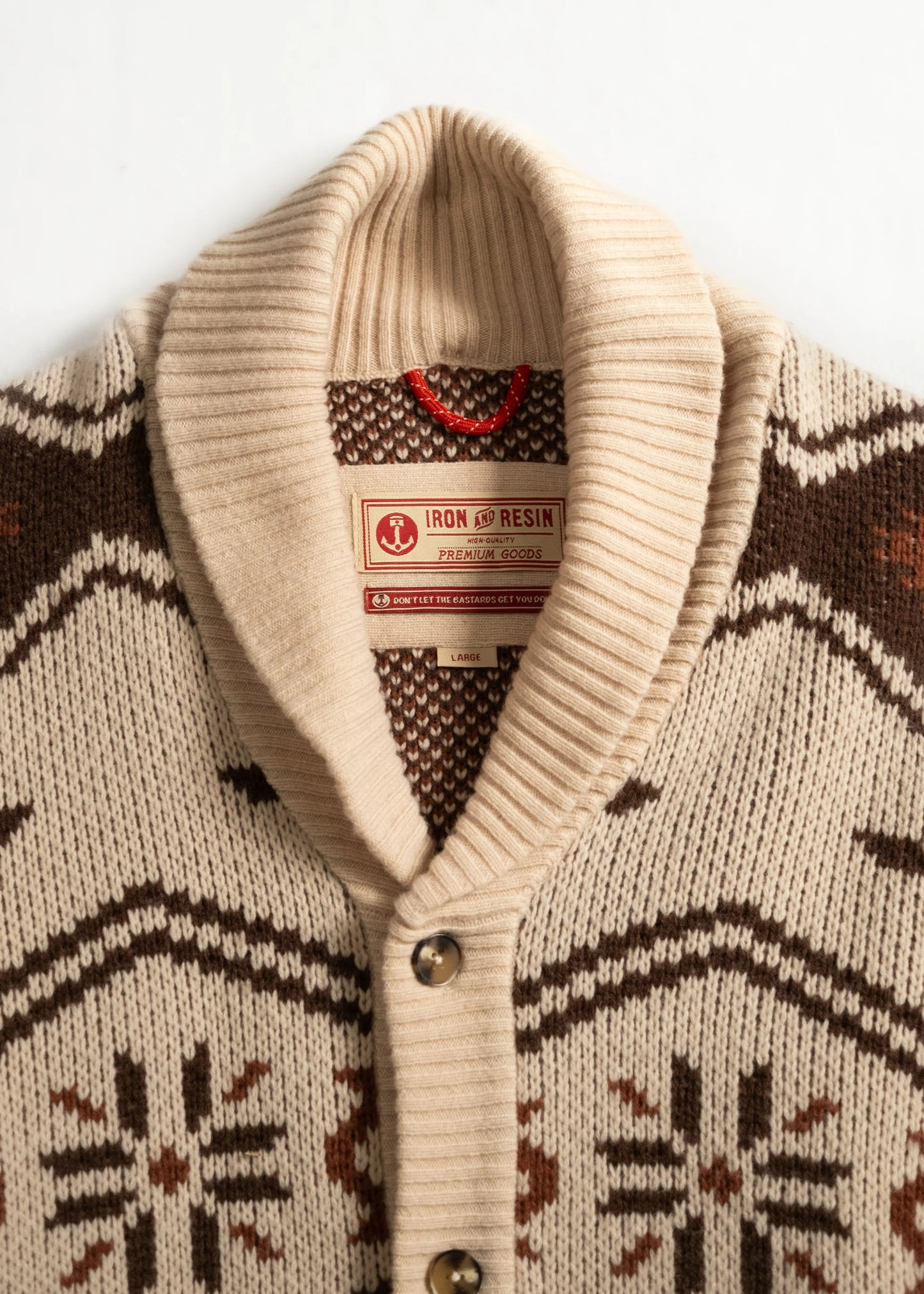 Wincha Shawl Collar Sweater Iron & Resin