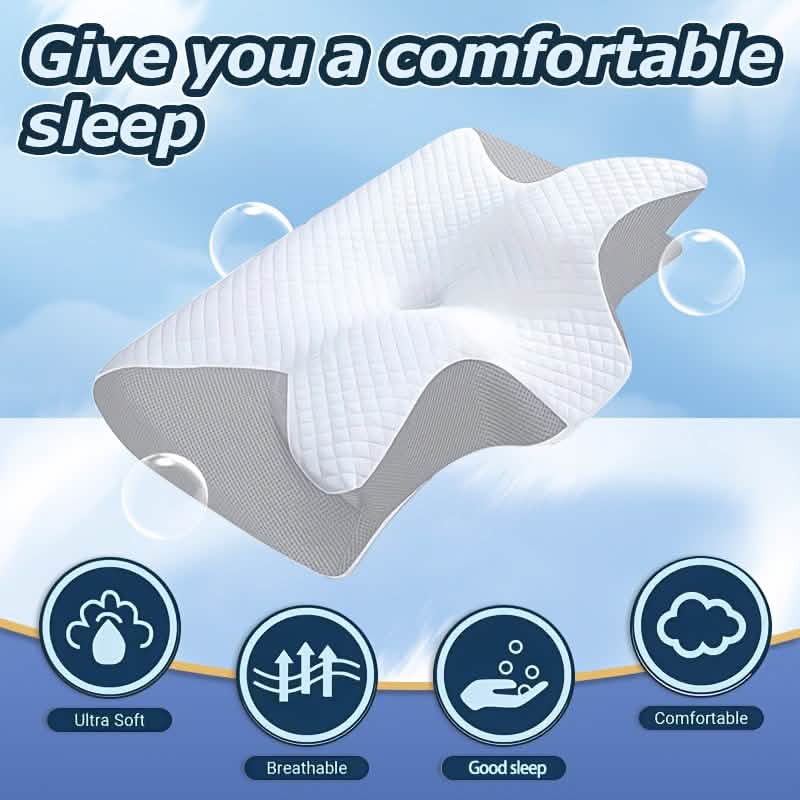 Ergonomic Memory Foam Neck Pillow – Slow Rebound, Back & Side Sleeper DailySale