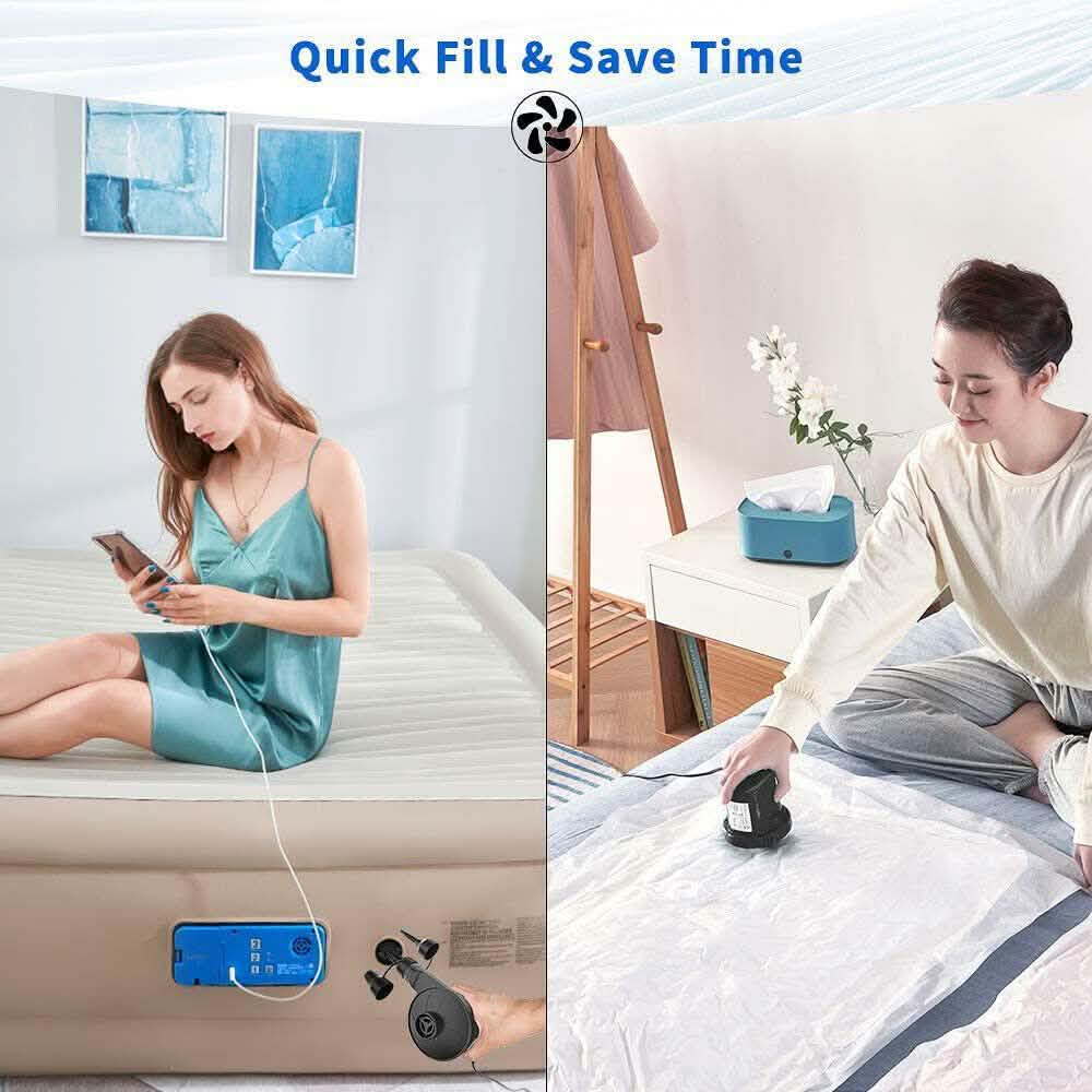 AC DC12V Electric Air Pump Inflator with 3 Nozzle DailySale