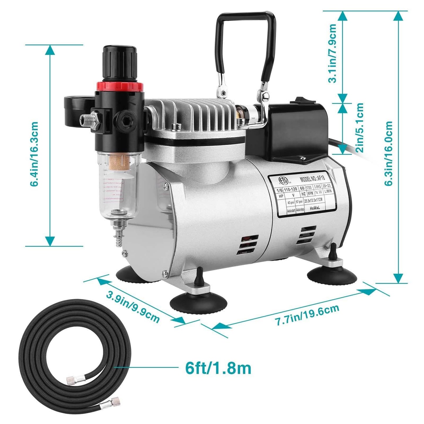 Airbrush Compressor Kit with 6ft Air Hose and Airbrush Holder DailySale