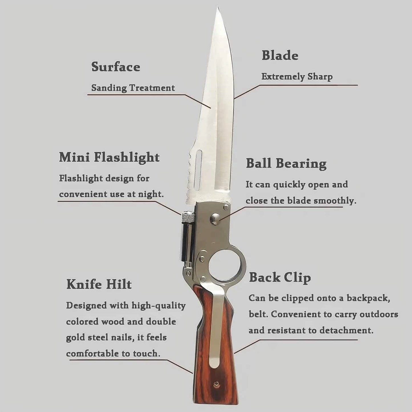 AK47 Pocket Folding Knife, Tactical Knife for Camping Hunting Survival Indoor and Outdoor Activities DailySale