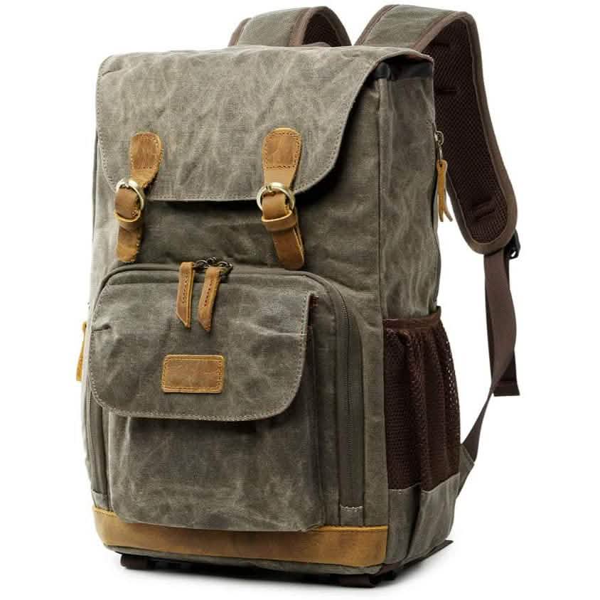 Allacki Waterproof Shock-Resistant Canvas Camera Bag Retro Style Travel Backpack DailySale