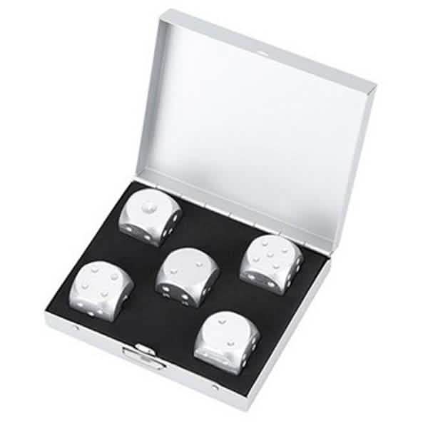 Aluminum Alloy Table Game Poker Games Dices Set with Storage Box DailySale
