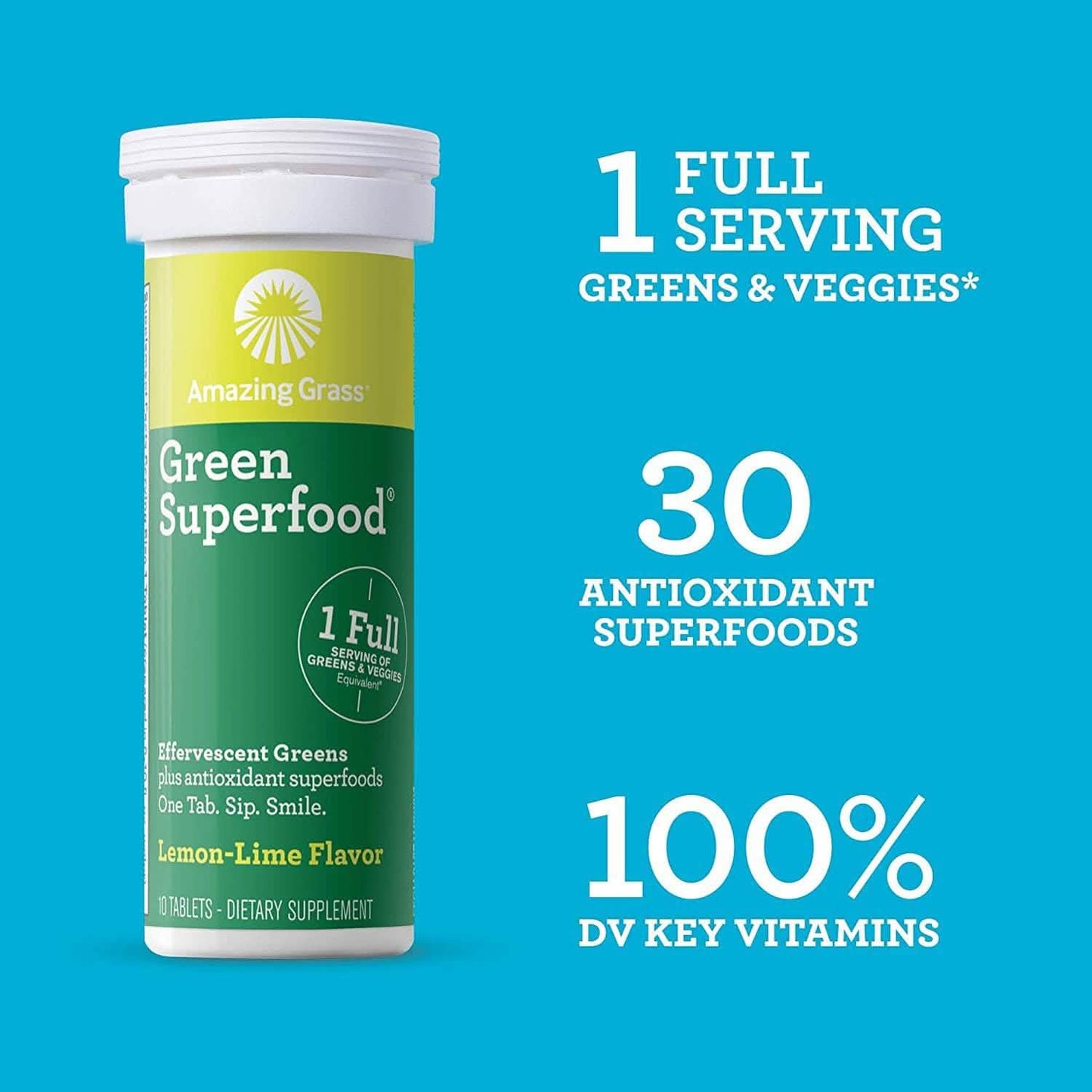 Amazing Grass Green Superfood Water Flavoring Tablet with Antioxidants and Alkalizing Greens DailySale