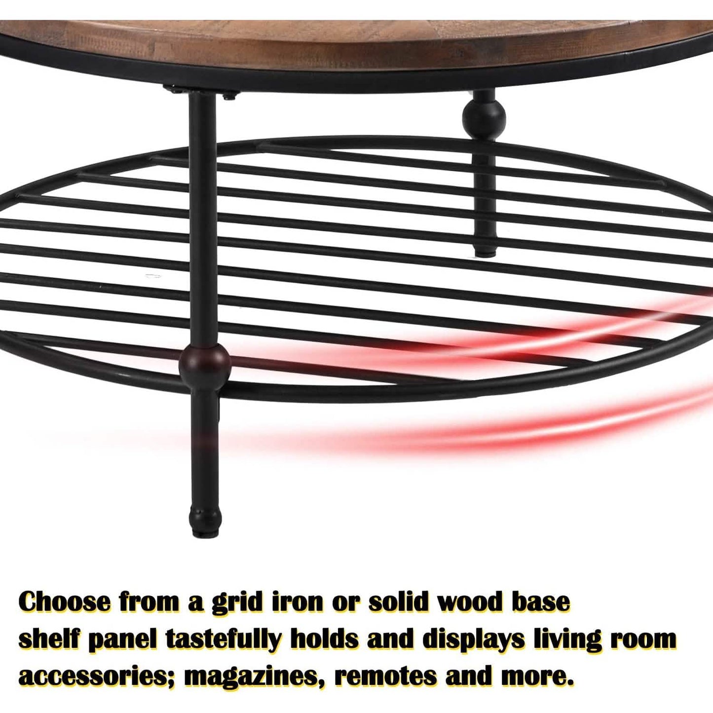 Antique Natural Coffee Table with Living Room Storage Rack DailySale