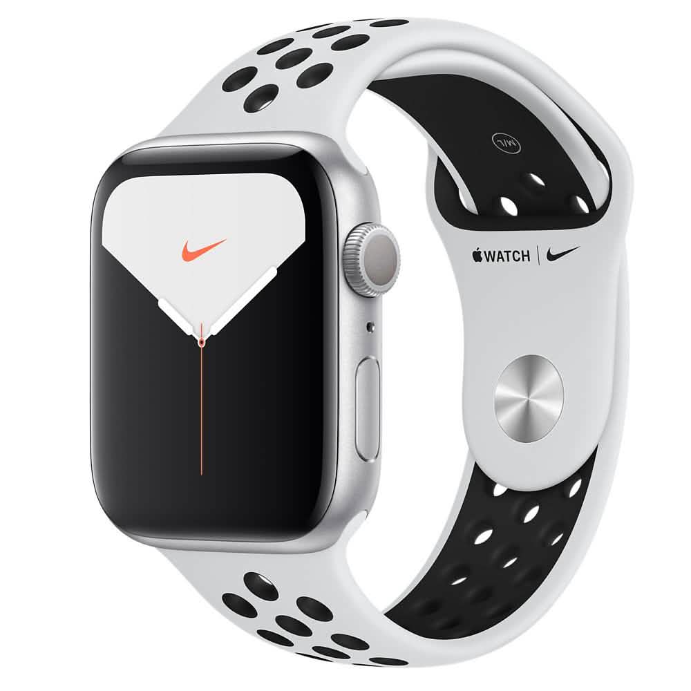Apple Watch Nike Series 5 (GPS) 44mm Silver Aluminum Case with Pure Platinum/Black Nike Sport Band DailySale