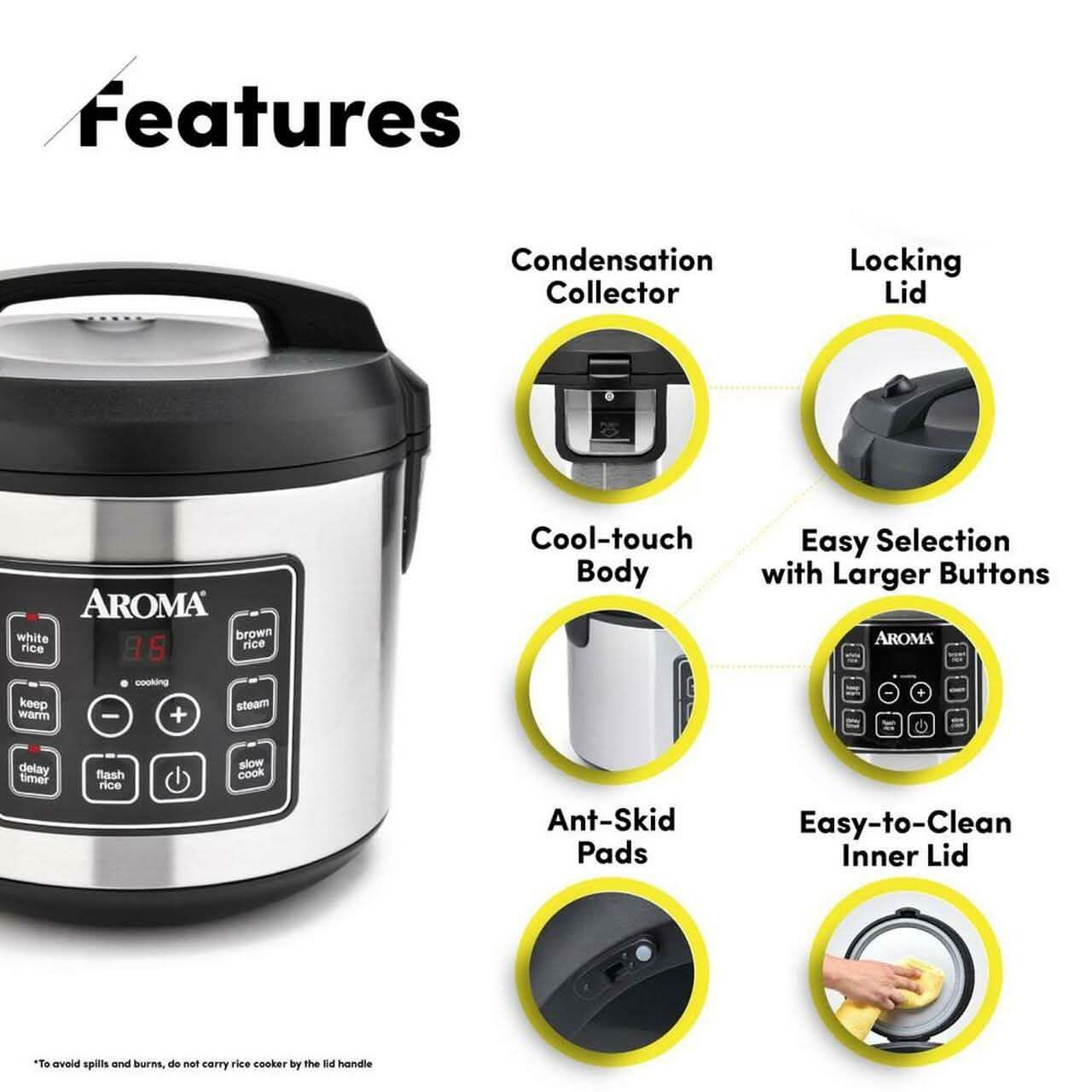 Aroma 20-Cup Digital Rice Cooker and Food Steamer (Refurbished) DailySale