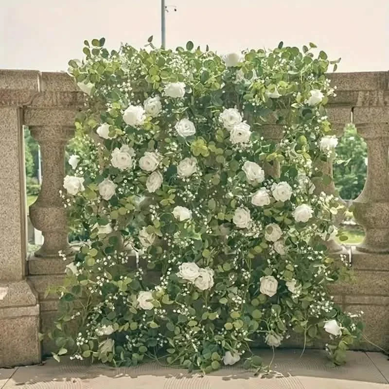 Artificial Eucalyptus Garland With Fake Roses & Gypsophila, Faux Floral Greenery DailySale