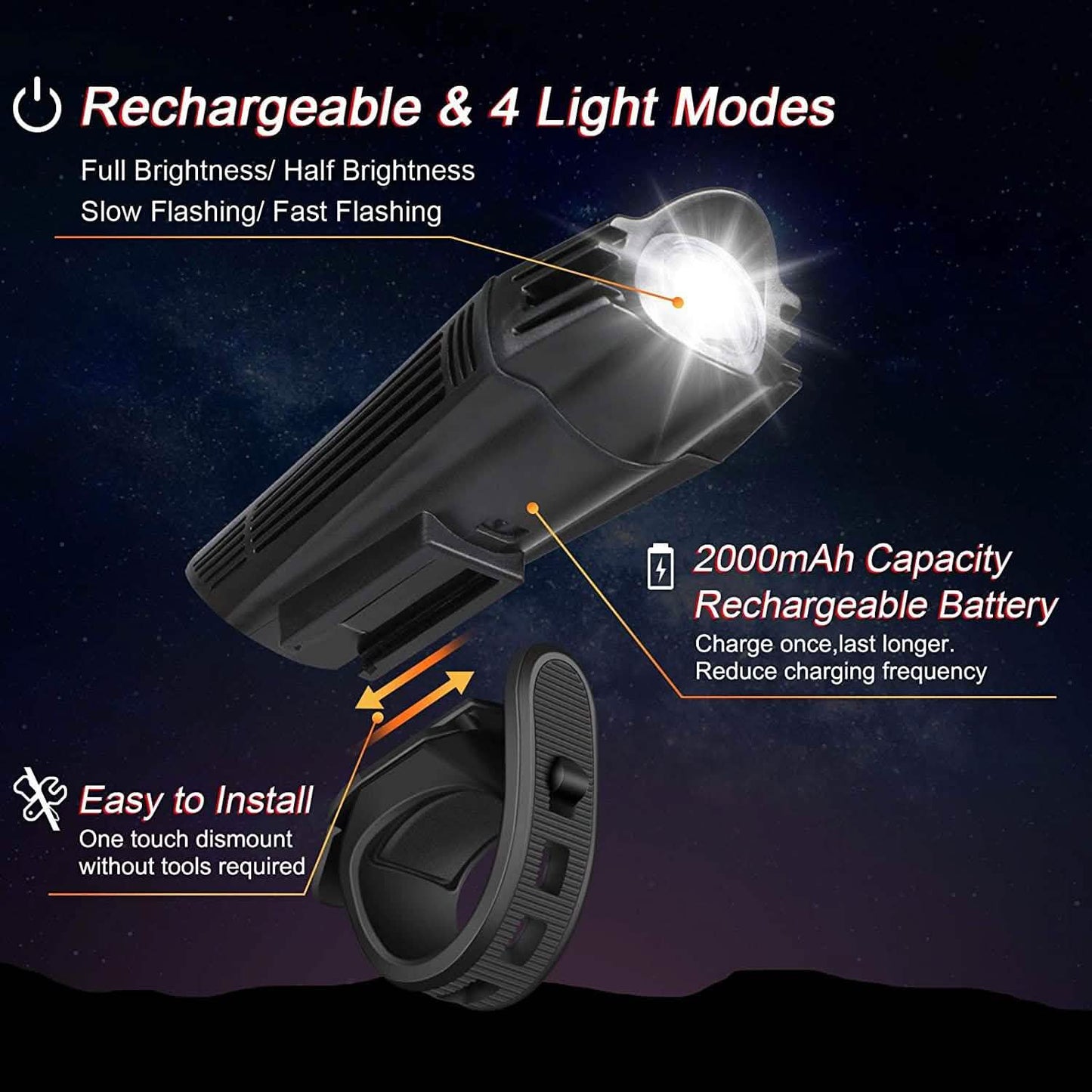 Ascher Ultra Bright USB Rechargeable Bike Light Set DailySale