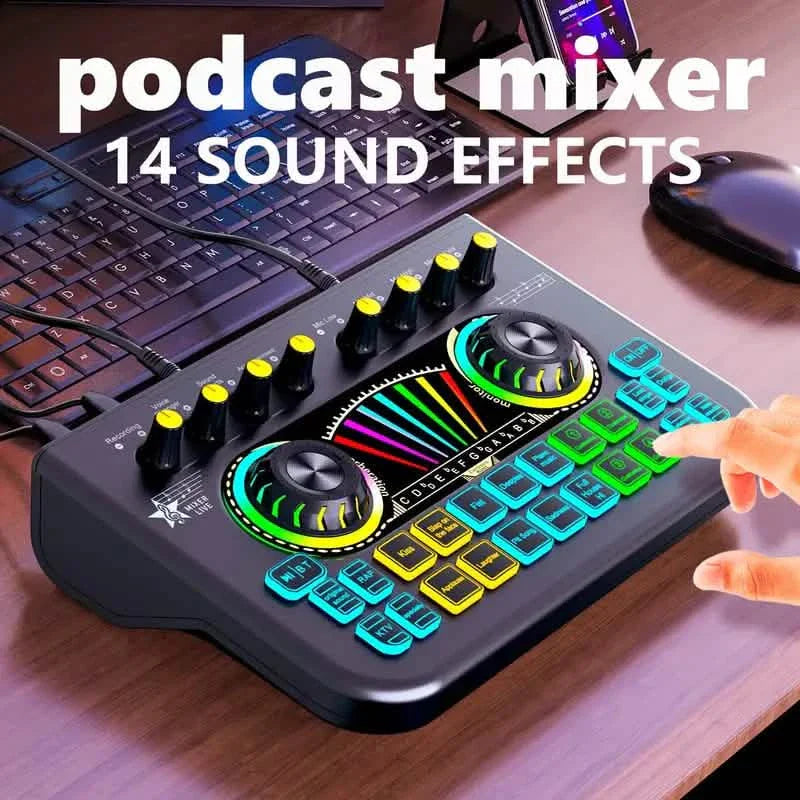 Audio Mixer, Live Sound Card And Audio Interface With DJ Mixer Effects And Voice Changer DailySale