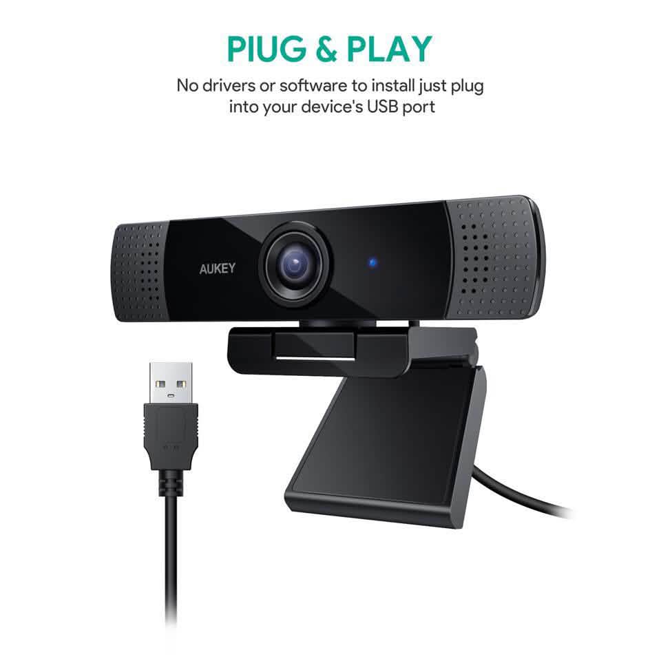 AUKEY 1080P Webcam with Dual Noise Reduction Stereo Microphones DailySale
