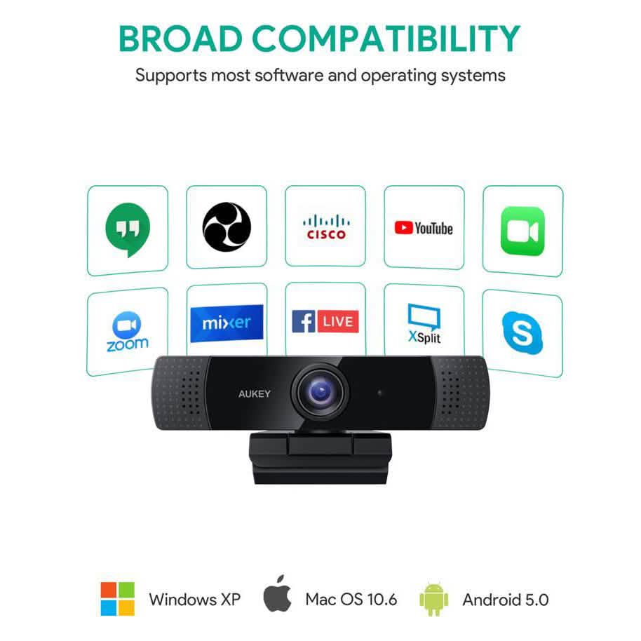 AUKEY 1080P Webcam with Dual Noise Reduction Stereo Microphones DailySale