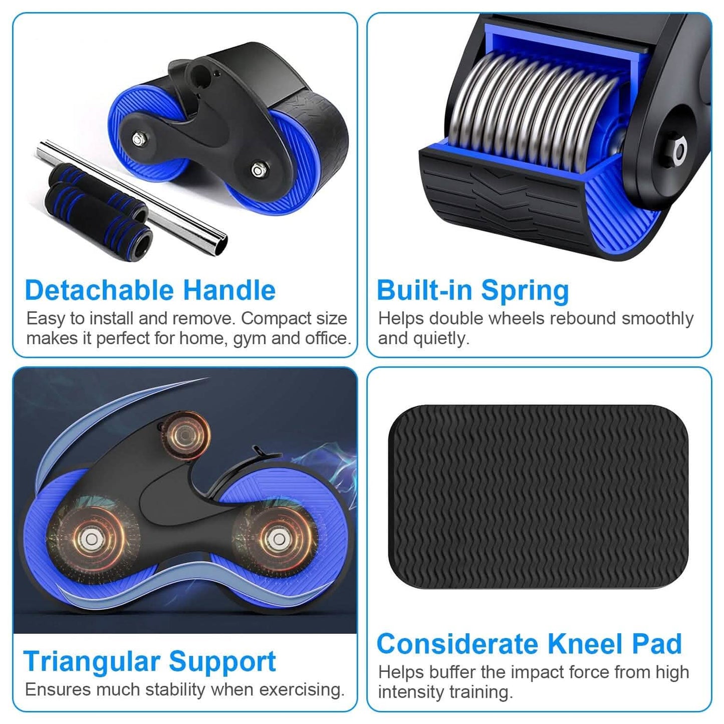 Automatic Rebound Anti-Slip AB Roller Wheel with Knee Pad Holder DailySale