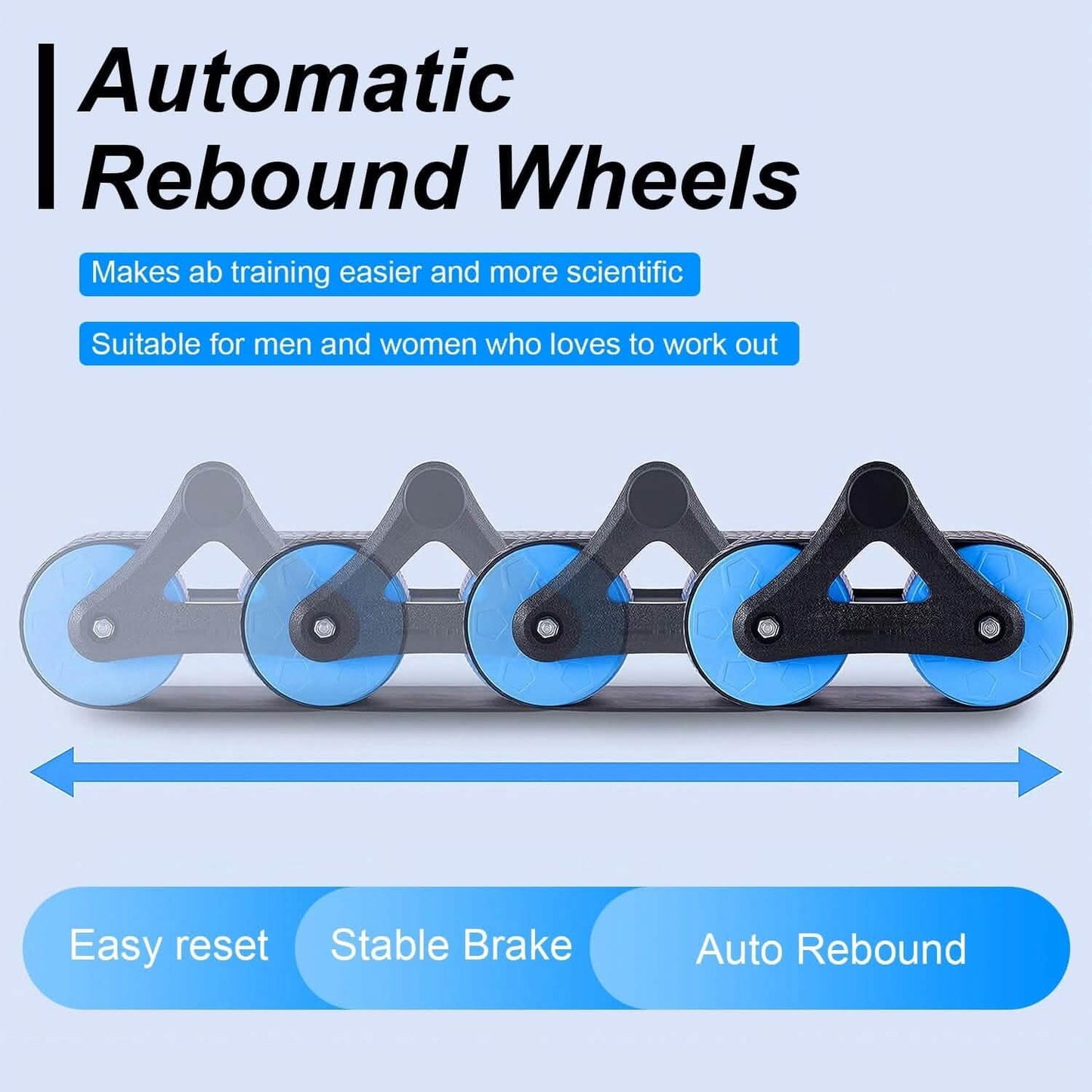 Automatic Rebound Anti-Slip AB Roller Wheel with Knee Pad Holder DailySale