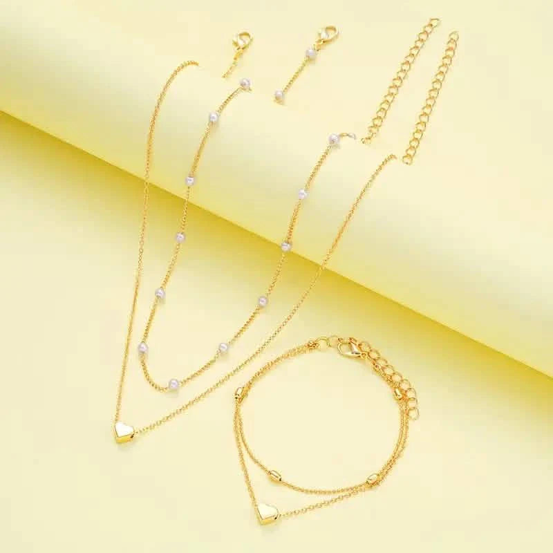 3pcs Heart Necklace & Bracelet Set for Women DailySale