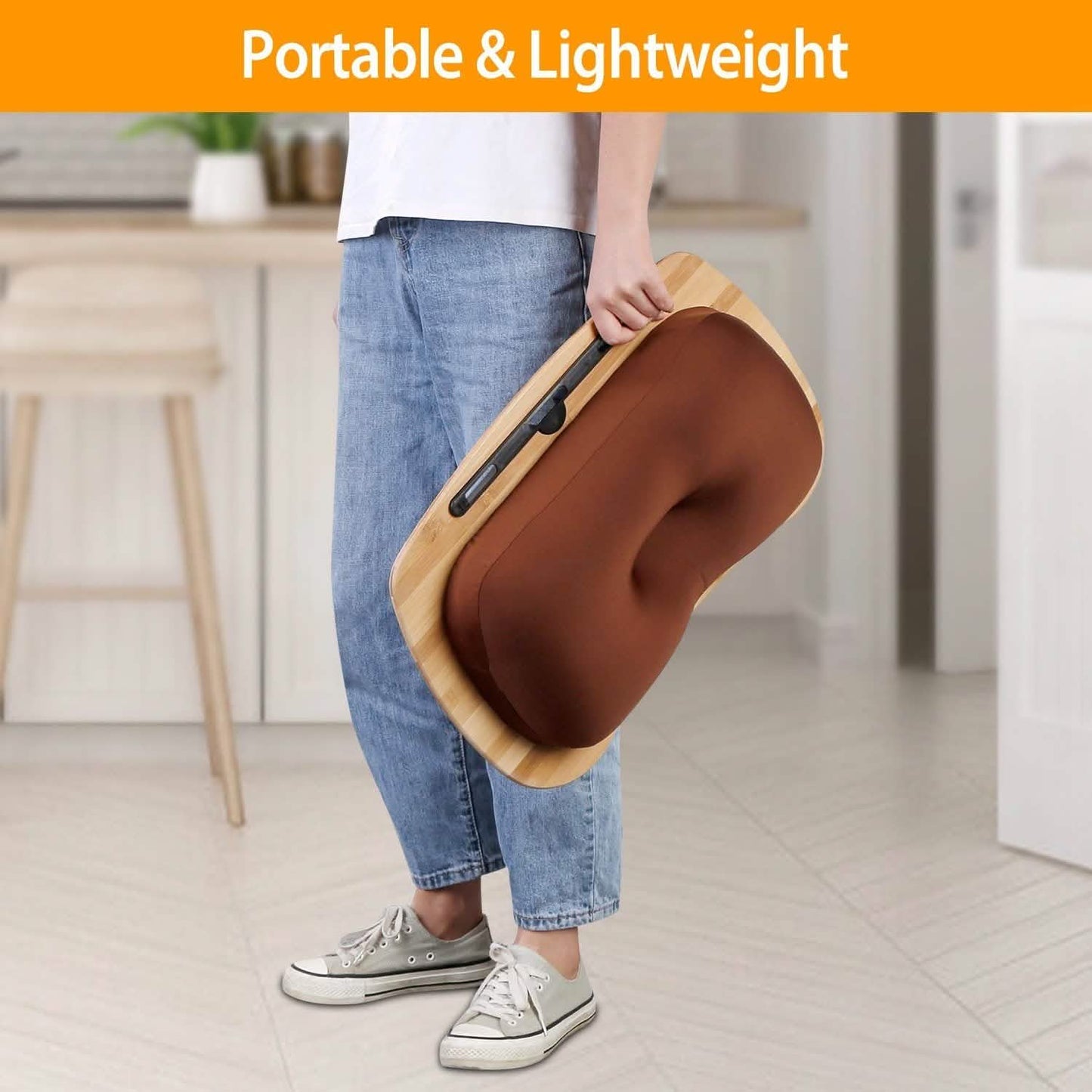 Bamboo Laptop Lap Desk with Pillow Cushion Stand Holder Table DailySale