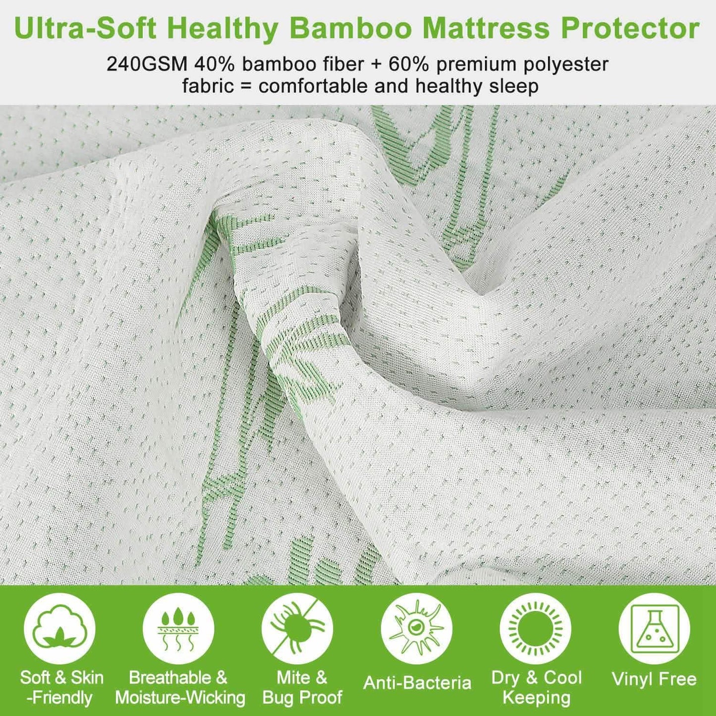 Bamboo Mattress Protector Hypoallergenic Waterproof Mattress Pad Cover DailySale