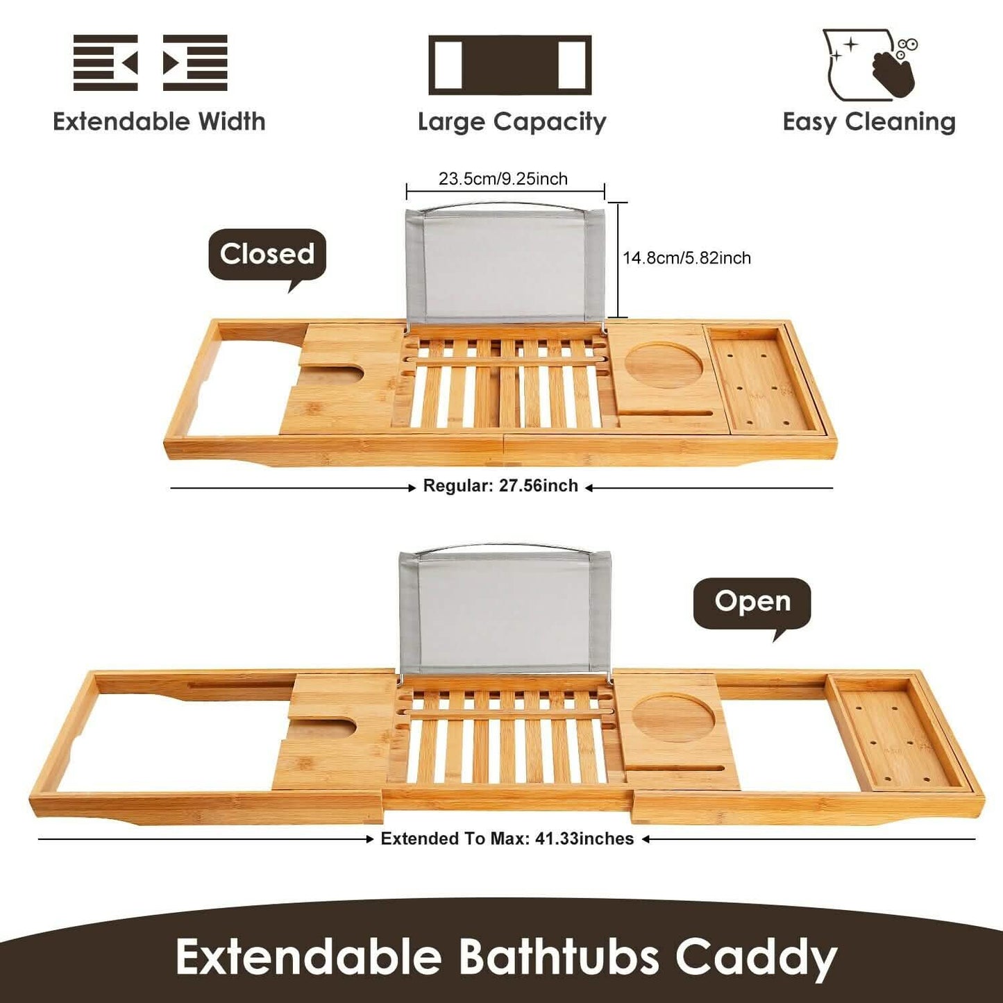 Bathtub Caddy Tray Crafted Bamboo DailySale