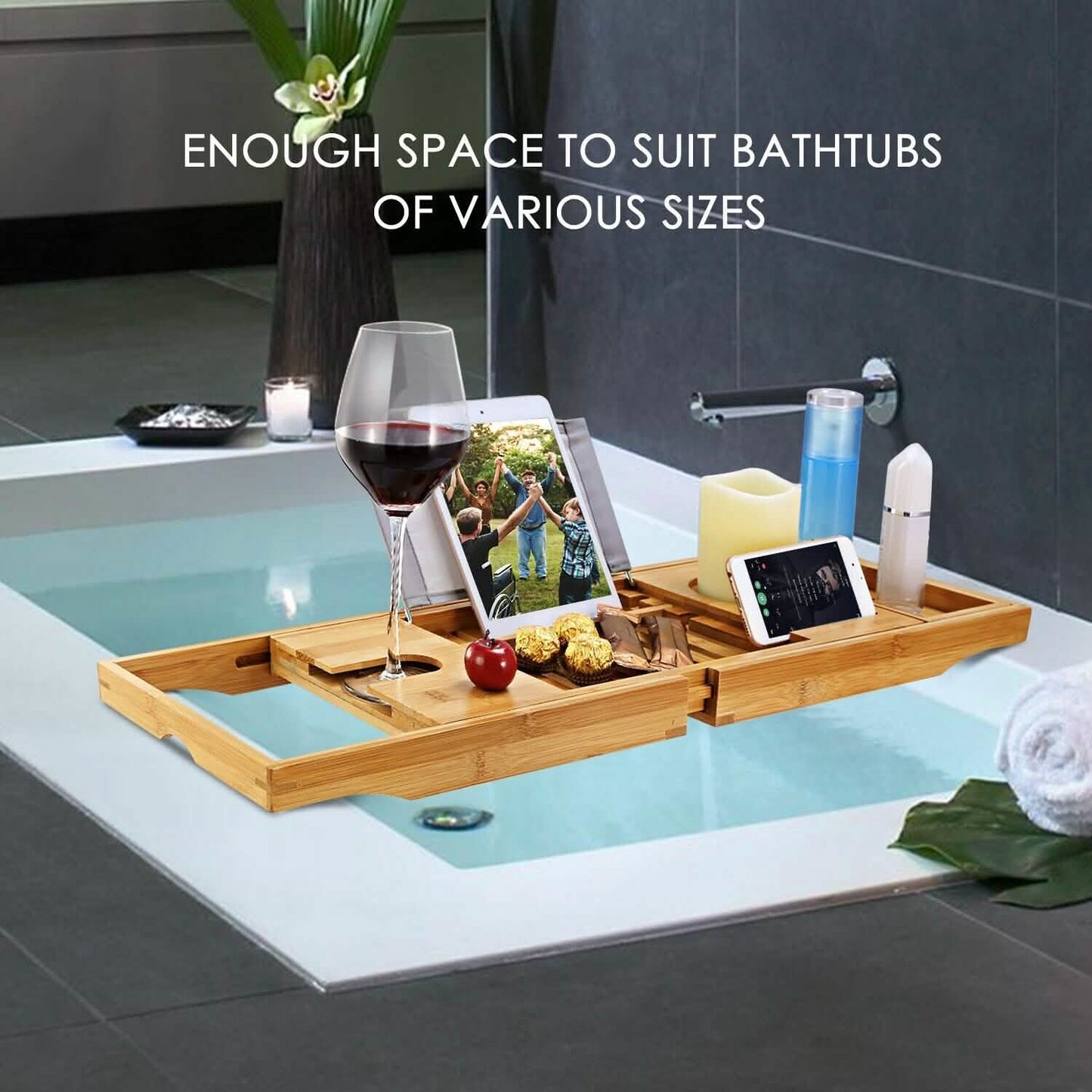 Bathtub Caddy Tray Crafted Bamboo DailySale