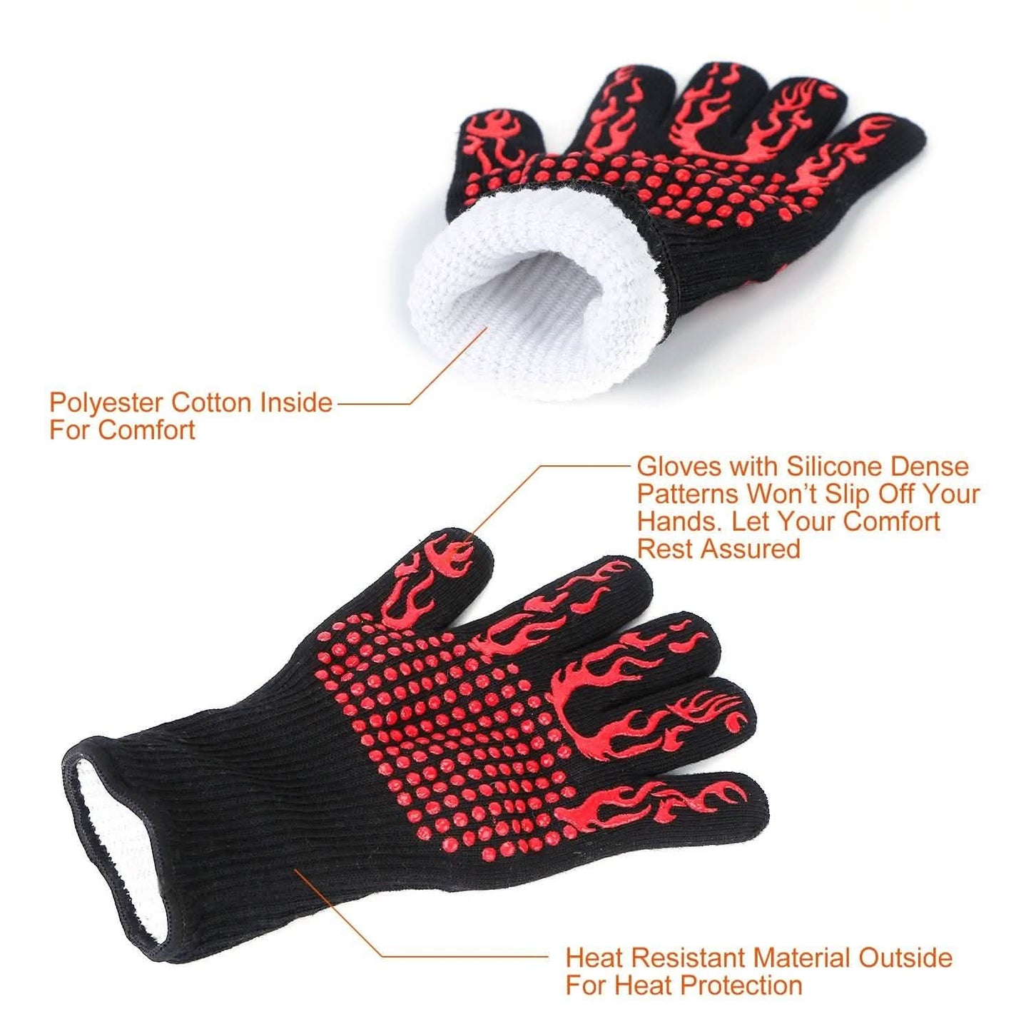 BBQ Gloves 1472°F Heat Resistant Grill Gloves Anti-slip DailySale