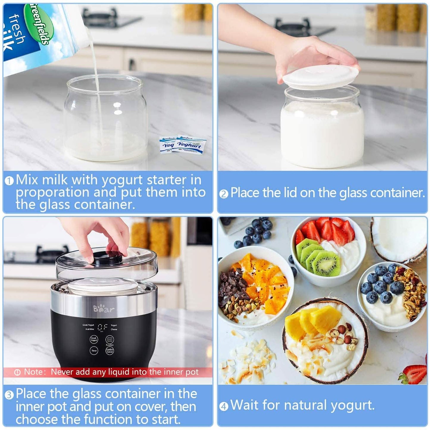 Bear Yogurt Maker Machine with Stainless Steel Inner Pot DailySale