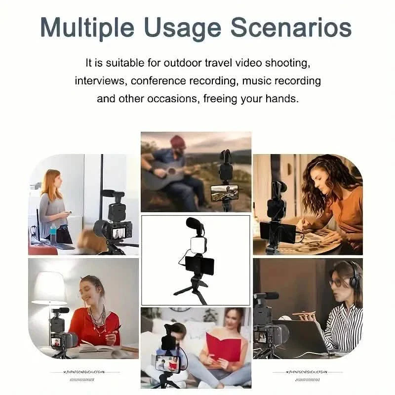 Beginner Video Blogging Kit with a 10-inch Tripod, Phone Holder, and Mini Shotgun Microphone DailySale