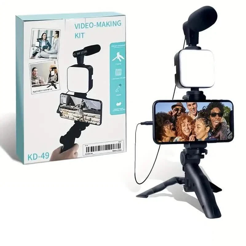 Beginner Video Blogging Kit with a 10-inch Tripod, Phone Holder, and Mini Shotgun Microphone DailySale