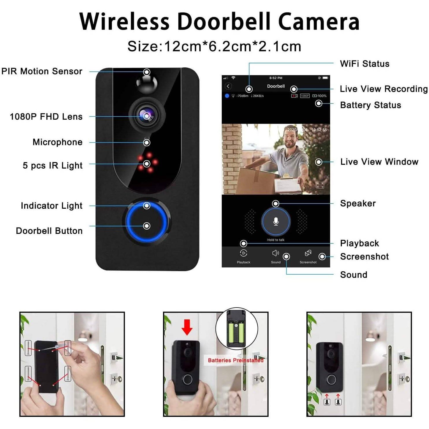 Bextgoo Wireless Doorbell Camera 1080P with Chime DailySale