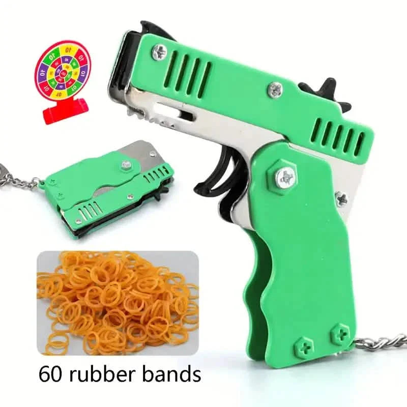 Foldable Metal Rubber Band Launcher Toy Keychain DailySale