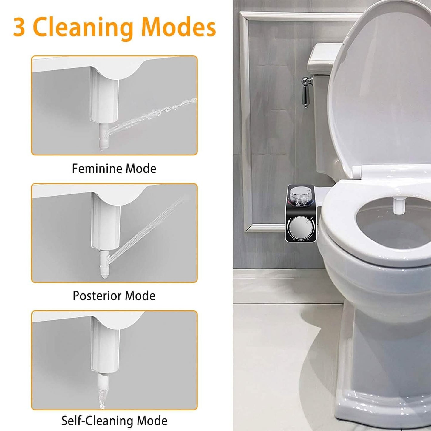 Bidet Attachment Non-Electric Fresh Water Sprayer with Self Cleaning Dual Nozzle DailySale