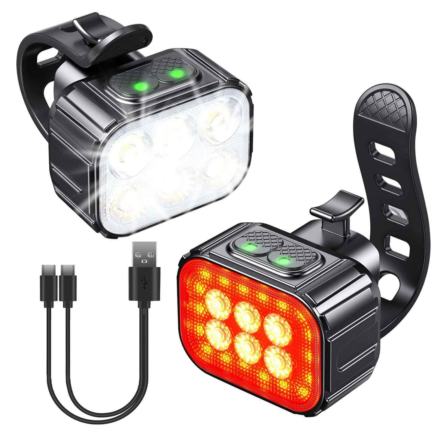 Bike Headlight TailLight IP65 Waterproof Anti-Drop Rechargeable Bicycle Light Set DailySale