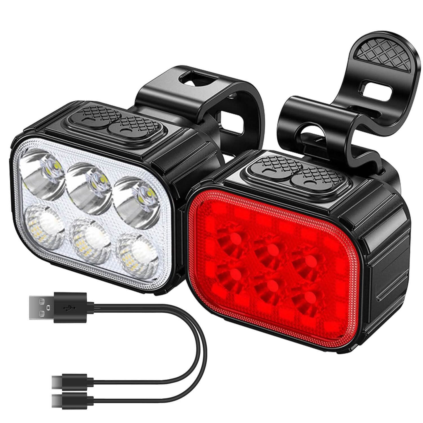 Bike Headlight TailLight IP65 Waterproof Anti-Drop Rechargeable Bicycle Light Set DailySale
