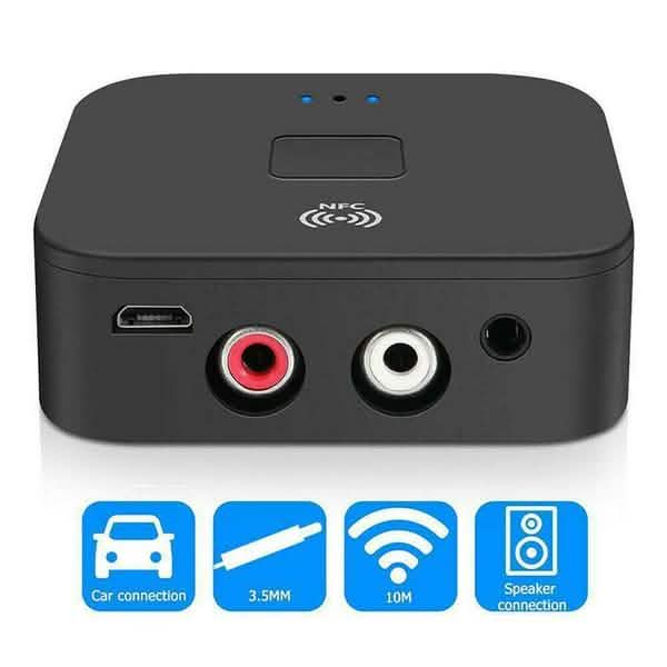 Black Wireless Bluetooth Receiver 5.0 aptX LL RCA NFC 3.5mm Jack Aux Audio Adapter DailySale
