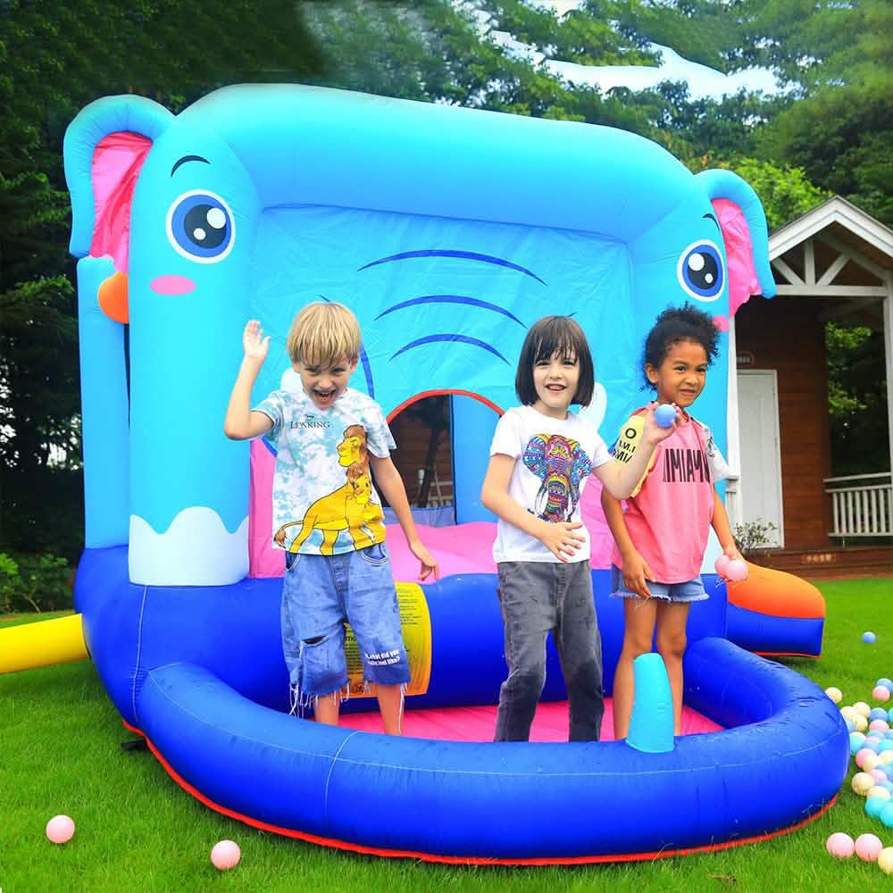 Blue Elephant Bouncy Castle House with 350W Blower DailySale
