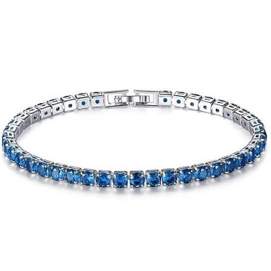 Blue Sapphire Round Cut Tennis Bracelet in White Gold DailySale