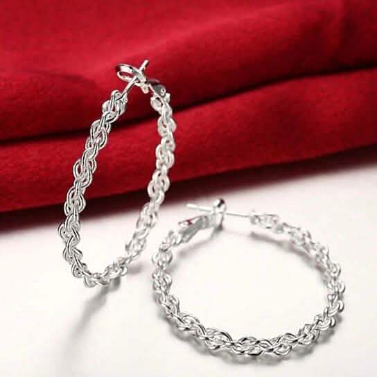Braided Hoop Earrings In 18KT White Gold DailySale